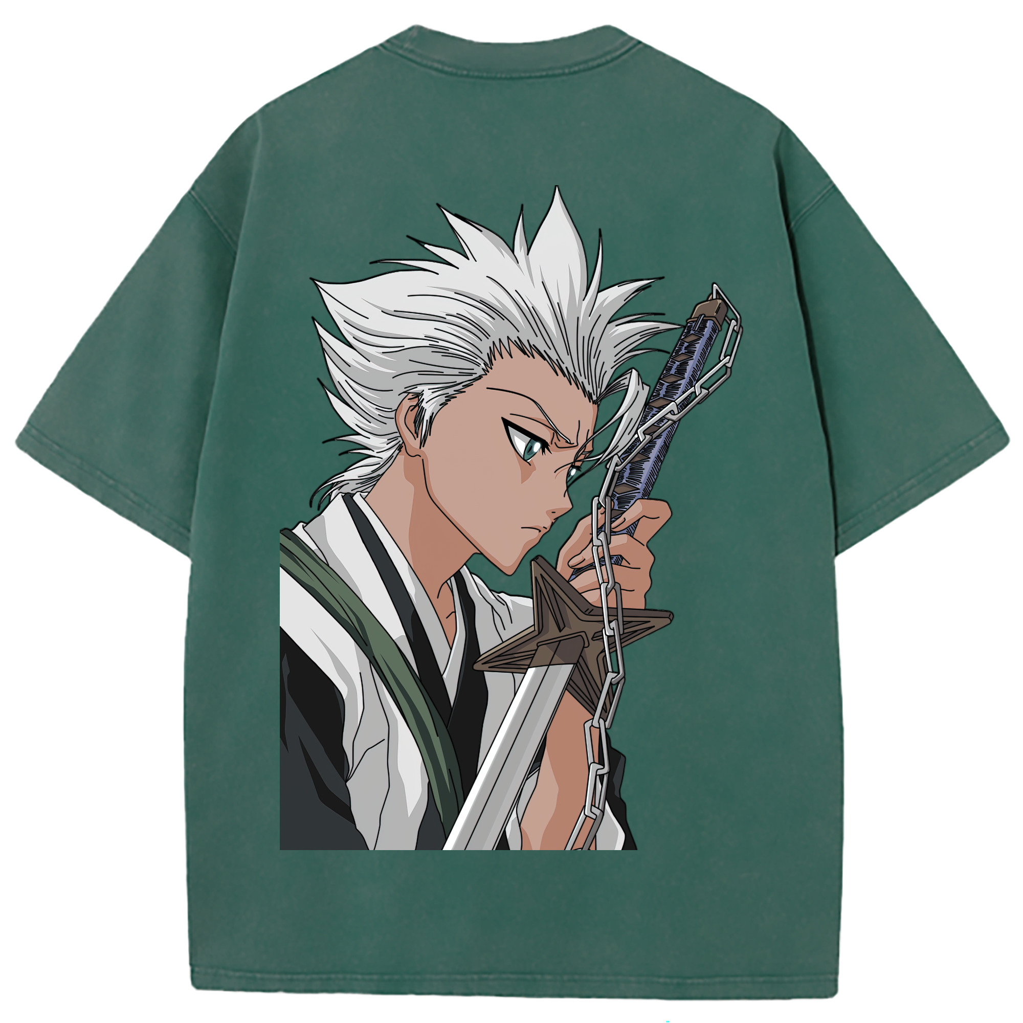 （画像用） ブリーチ 日番谷冬獅郎（ひつがや とうしろう） BLEACH Hitsugaya Toushirou 綿100% ヴィンテージ風 半袖Tシャツ（背面プリント）